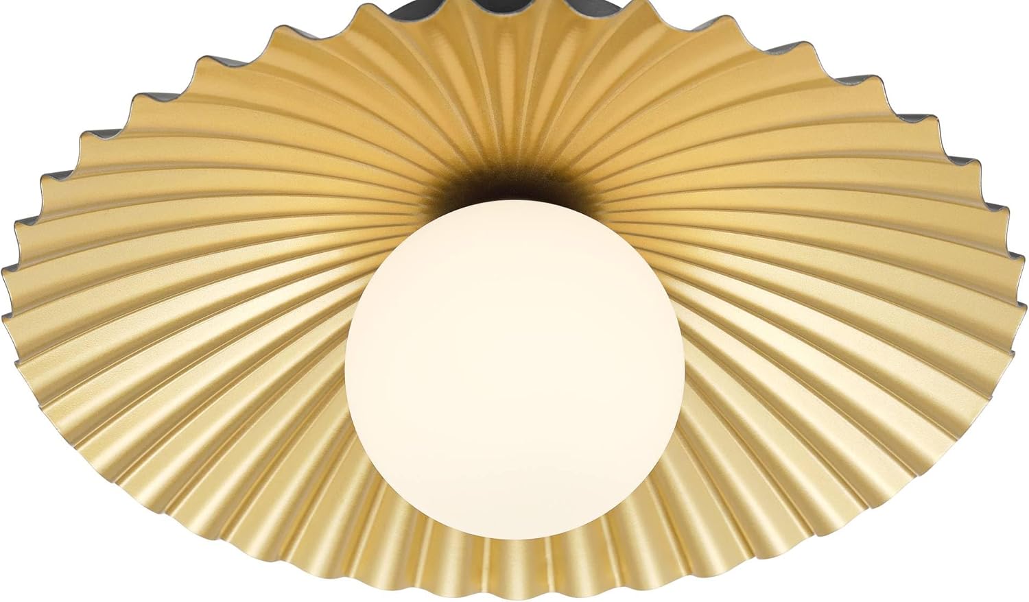 Franklin Iron Works Rosa 11 1/2" Mid Century Modern Semi Flush-Mount Ceiling Light Fixture Kitchen Foyer Hallway Globe LED Dimmable Matte Black and Gold Finish Metal Bedroom Bathroom Entryway