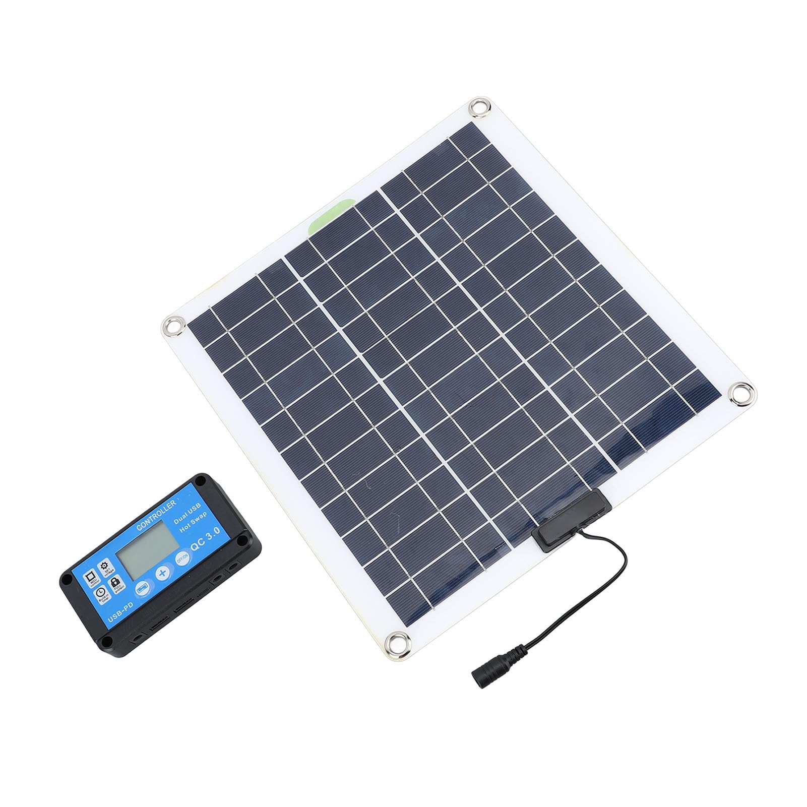 Kit Pannello Solare 200W Monocristallino con Controller Blu, Caricabatteria OBD e Cavi 10 in 1 per Auto, Barca e Campeggio