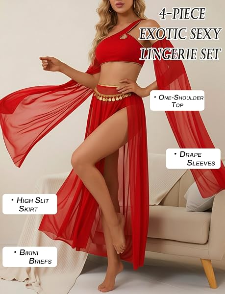 4 Piece Oriental Dance Costume for Women Exotic Oriental Dancer Outfit Dance Top Festival Costume S-XXL - 2