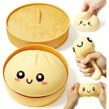 2026 Upgraded Dumpling Stress Ball, Dumpling Squishies Toy with Steamer, Squishy Dumpling Toy Mystery Box, Soft and Fun Stress Relief Toys, A Surprise Gift for Teenagers and Adults White