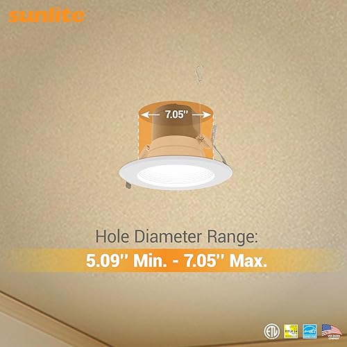 Miniatura 11 de Sunlite 87809 - Lámpara LED empotrada redonda de 6 pulgadas, potencia seleccionable 13 W19 W27 W, 3000 lúmenes, interruptor CCT 27K30K35K40K50K, 90