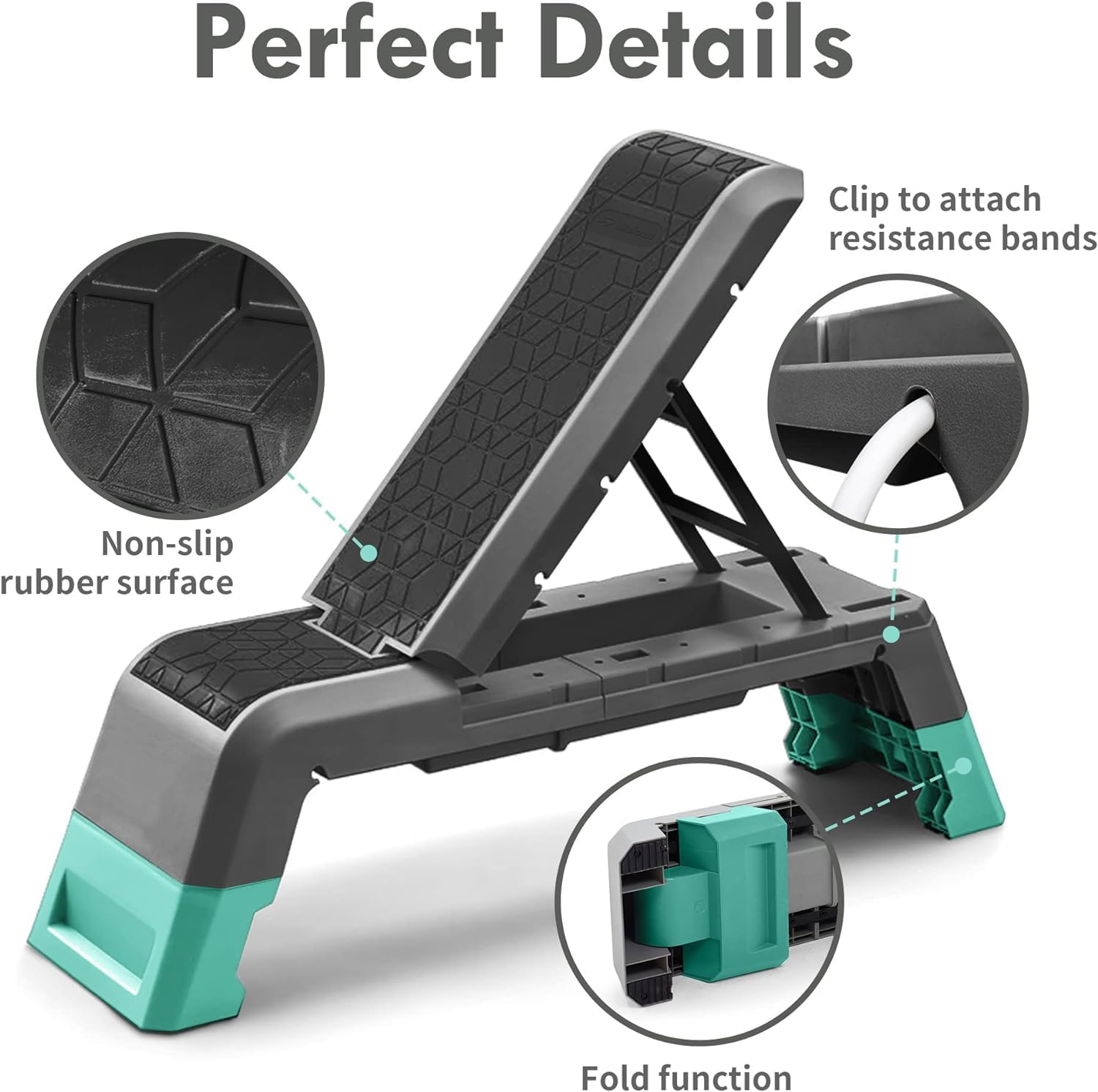 leikefitness Plataforma aeróbica multifuncional con plataforma de entrenamiento de cuerda, banco de pesas ajustable, equipo de fitness profesional para gimnasio en casa (negro)