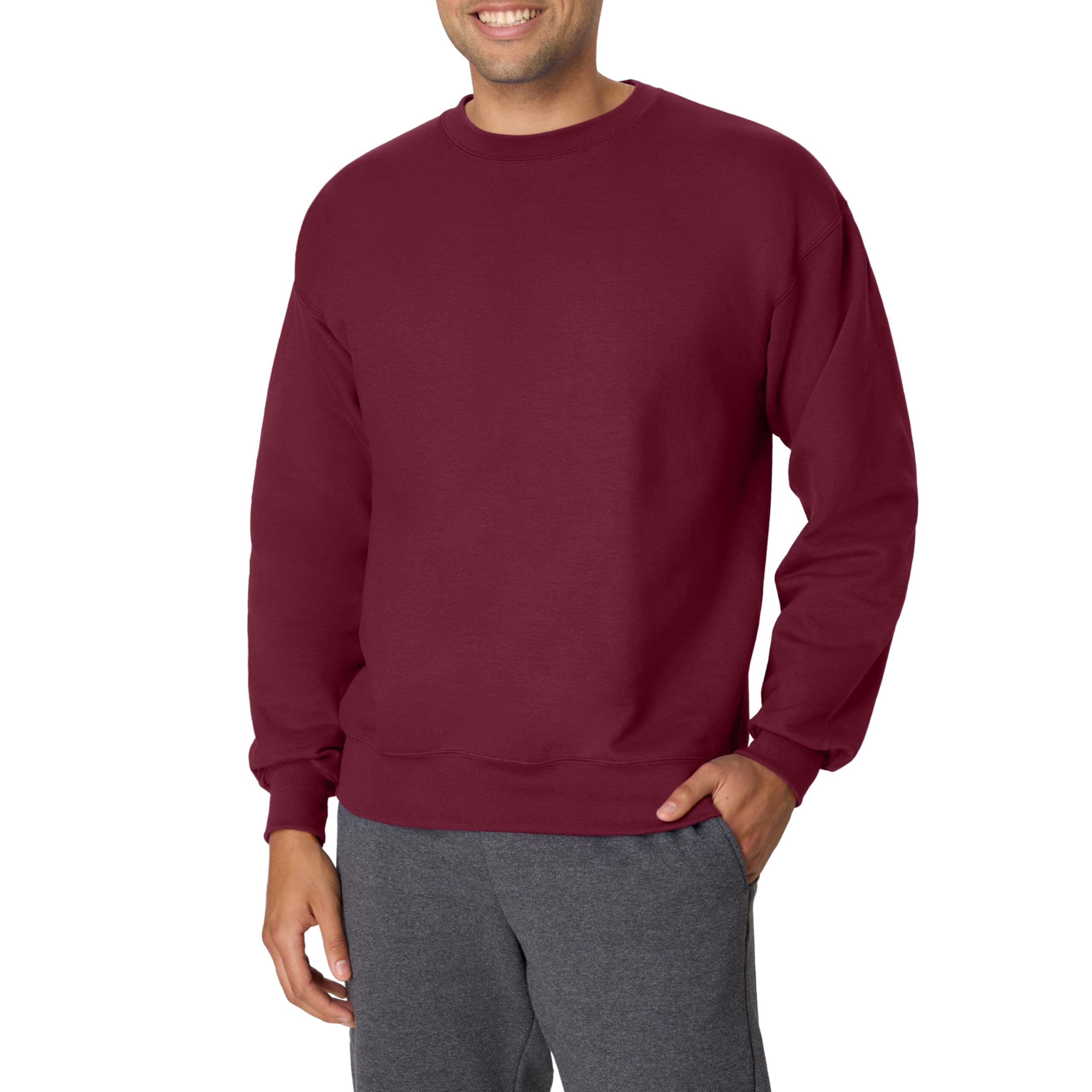 Hanes Ultimate, Heavyweight Fleece Sweatshirt, Crewneck Pullover for Men, Maroon, XL