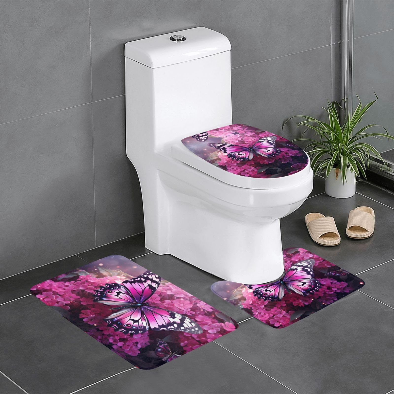 Tapis de sol de salle de bain YYHWHJDE, lot de 3 tapis ovale et rectangulaire violet