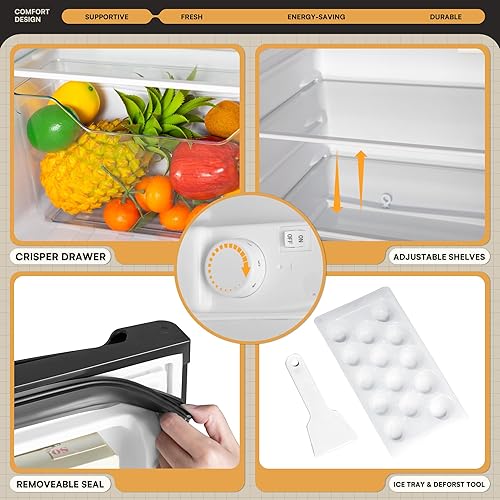 Miniatura 5 de Manastin Mini refrigerador de 4.5 pies cúbicos con congelador, refrigerador pequeño con 2 puertas para cocina, dormitorio, oficina y dormitorio,