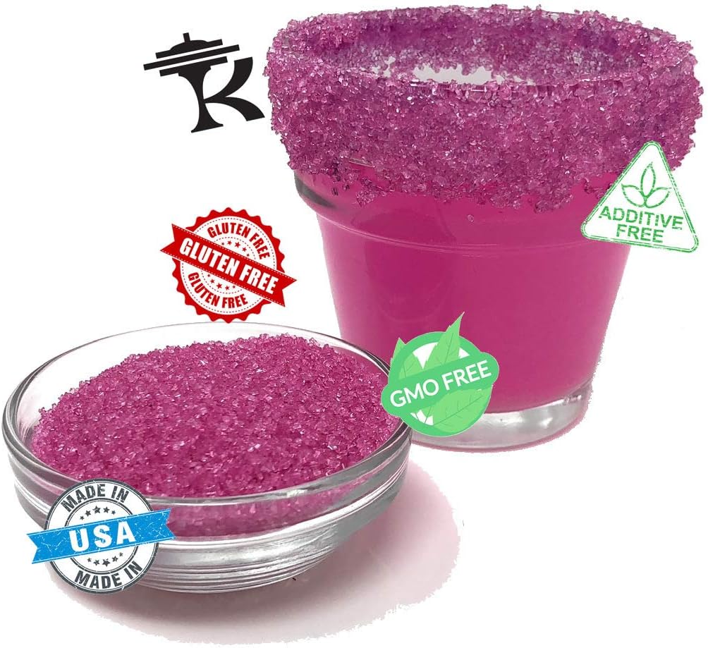  | Snowy River Pink Cocktail Sugar - Kosher Certified Naturally Colored Pink Cocktail Rimmer (8oz, Medium Crystal): Rimming Salts & Sugars