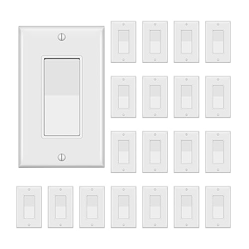 TAKETEK Interruptor decorativo con placa de pared, interruptor de luz basculante de un solo polo, tornillo de tierra, grado residencial, 15 A, 120