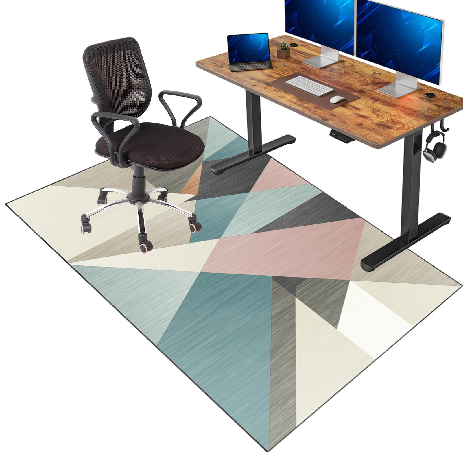 HMTtie Desk Chair Mat For Hardwood Floor & Tile 55"x35" Office Chair Large Anti Slip Recyclable Material Computer Rug Office Home - View #6