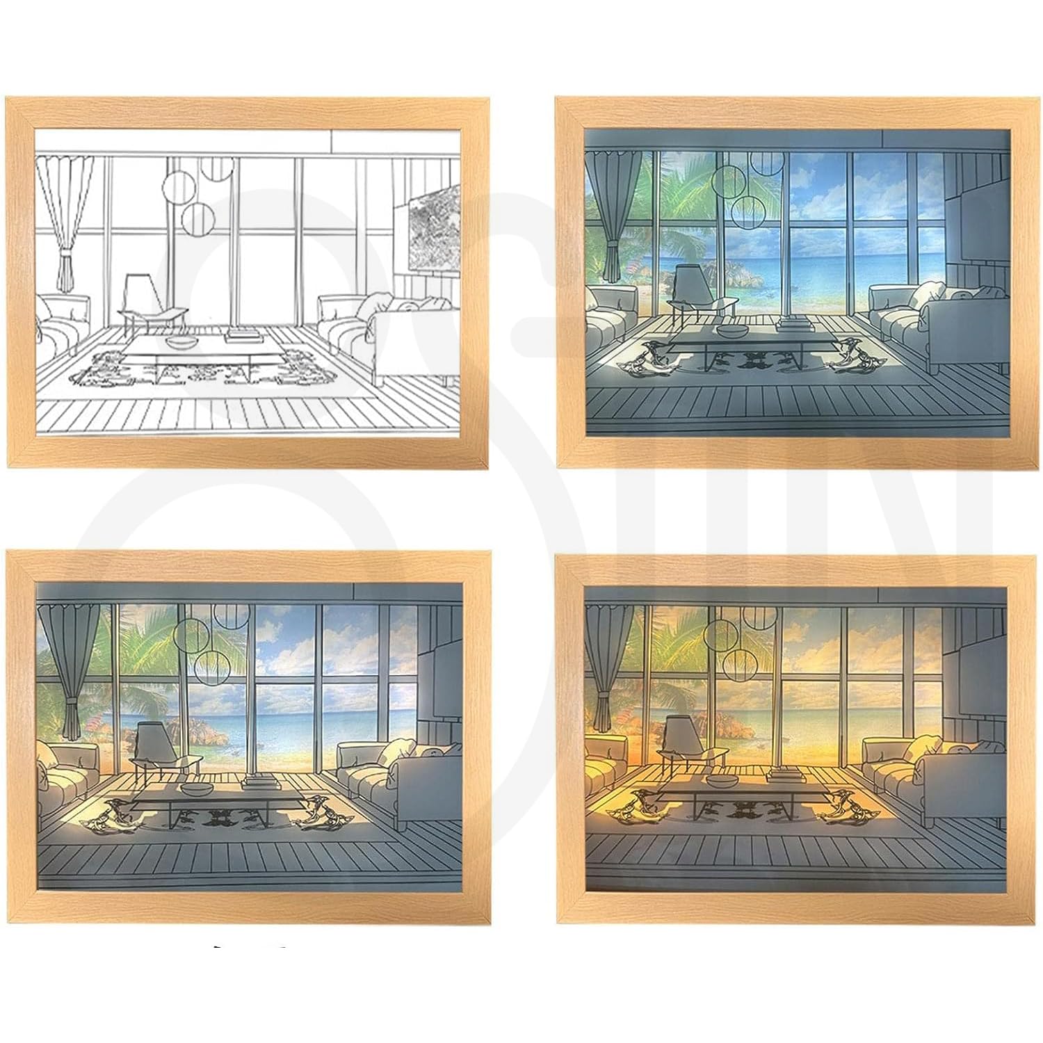 Ostin Light Painting Decoration, Glowing LED Photo Frame, Art Frame with Light Shadow Art, Light and Shadow Experience The Photo Frame Art (S, Seaside) 3