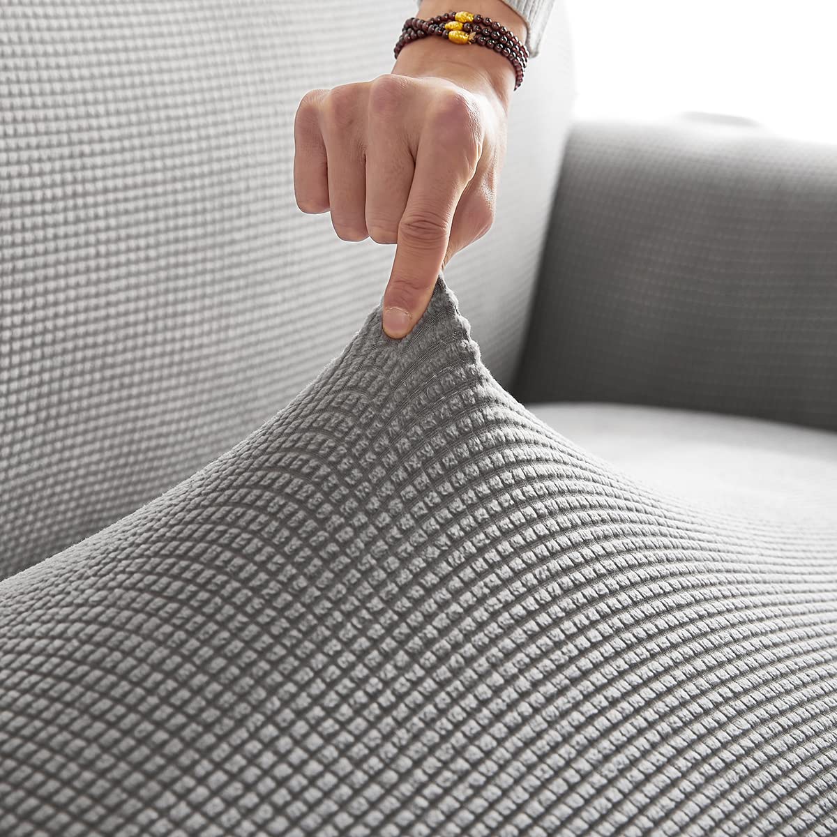 Sofabezug,Sofabezug Ecksofa-Sofabezug Stretch Sofabezug mit festem Schaumstoffstab für 1/2/3/4 Sitzer（L-förmiges Ecksofa erfordert Zwei）