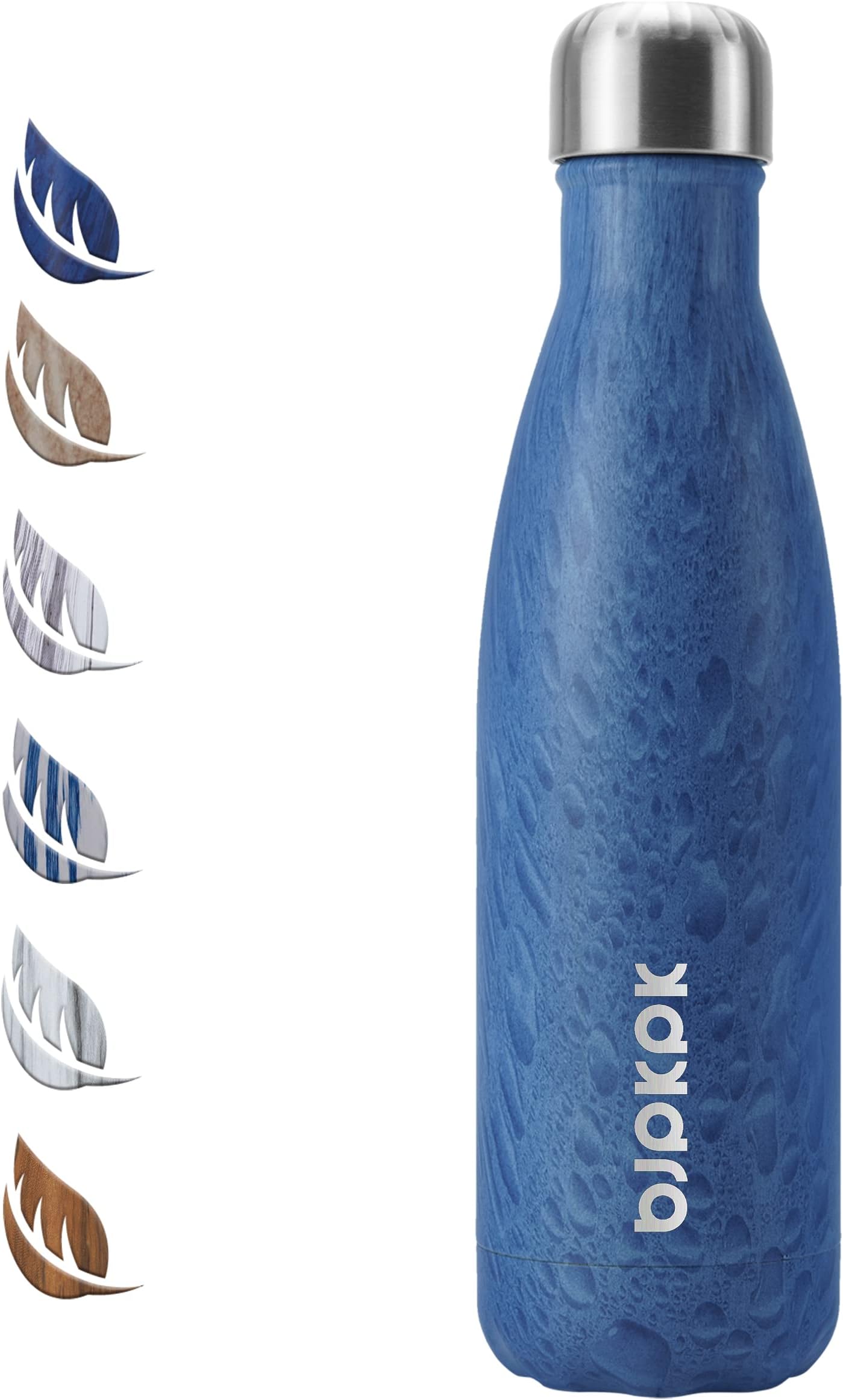 BJPKPKStainless Steel Water Bottle -17Oz -Double wall Vacuum Insulated Bottle-wood 02