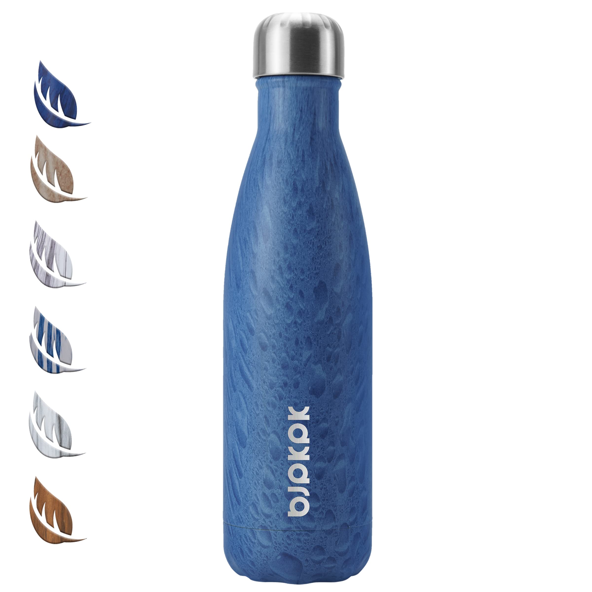 BJPKPKStainless Steel Water Bottle -17Oz -Double wall Vacuum Insulated Bottle-wood 02