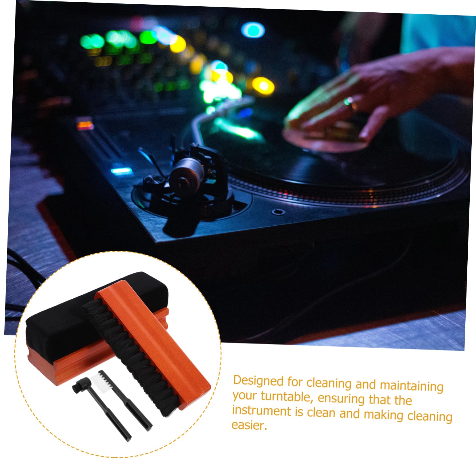Kit de Limpieza para Vinilo y CD/DVD, Cepillo para Discos, Madera y Esponja, para Tocadiscos y Reproductores
