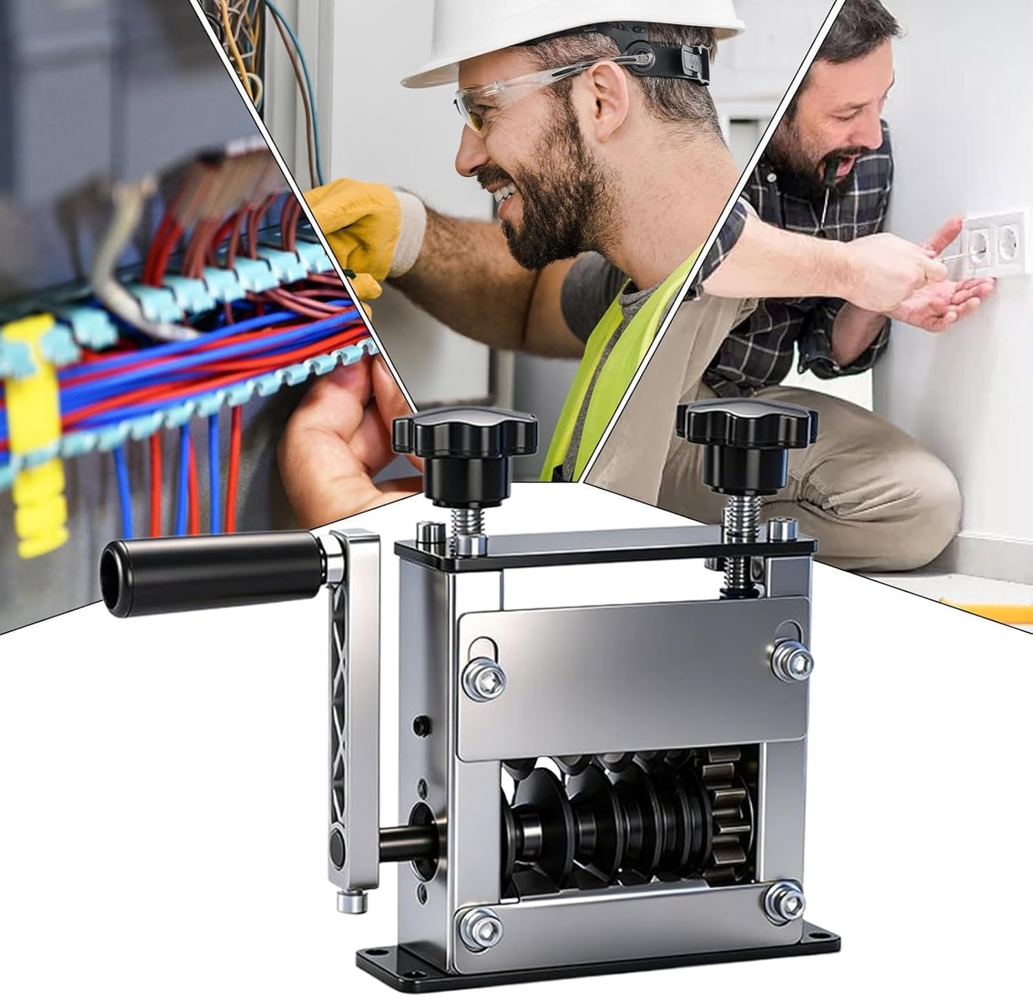 Máquina Peladora De Cables, Dispositivo De Precisión For Quitar Aislamiento, Con Pelacables Automático Ajustable Y De Cobre De 6 Orificios, For Mantenimiento Del Hogar, Uso Confiable Para(Silver)