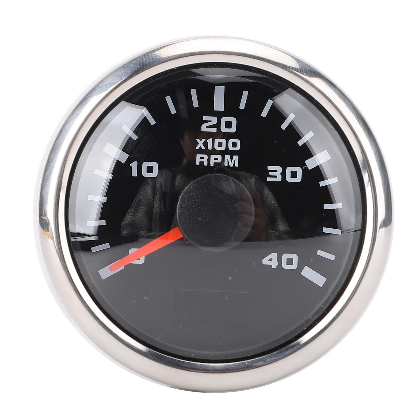 Pain du Tachymètre de 52 Mm Motor 4000rpm avec Compteur D'heure 7 Couleur Rétro-éclairage pour le Tracteur de Camion RV Boat DC 9 à 32V (Couvercle en argent noire CX6225)