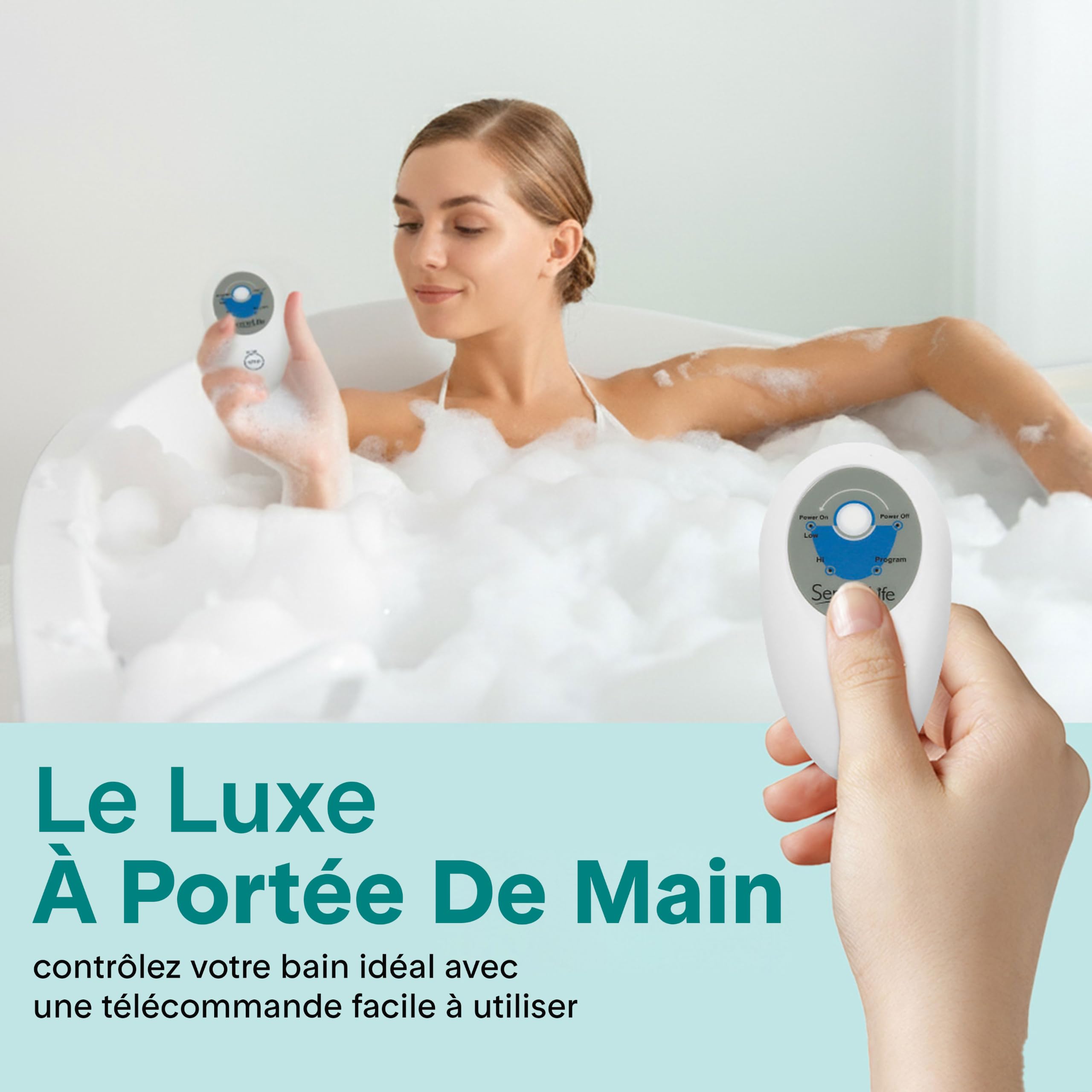 SereneLife Tapis de Bain à Bulles, Tapis pour Baignoire avec Massage à Air et Télécommande, Imperméable, Antidérapant, Intensité des Bulles Ajustable, Diffuseur de Parfums