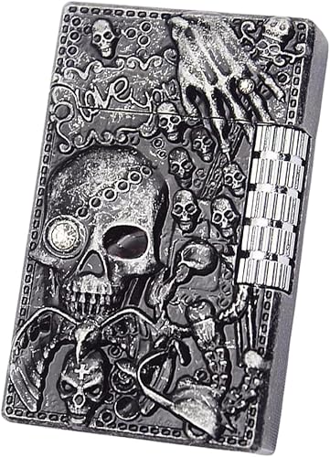 Encendedores de calavera con tallado de metal, linterna vintage, inflables y ajustables, regalos únicos para hombres ideas de velas (sin combustible