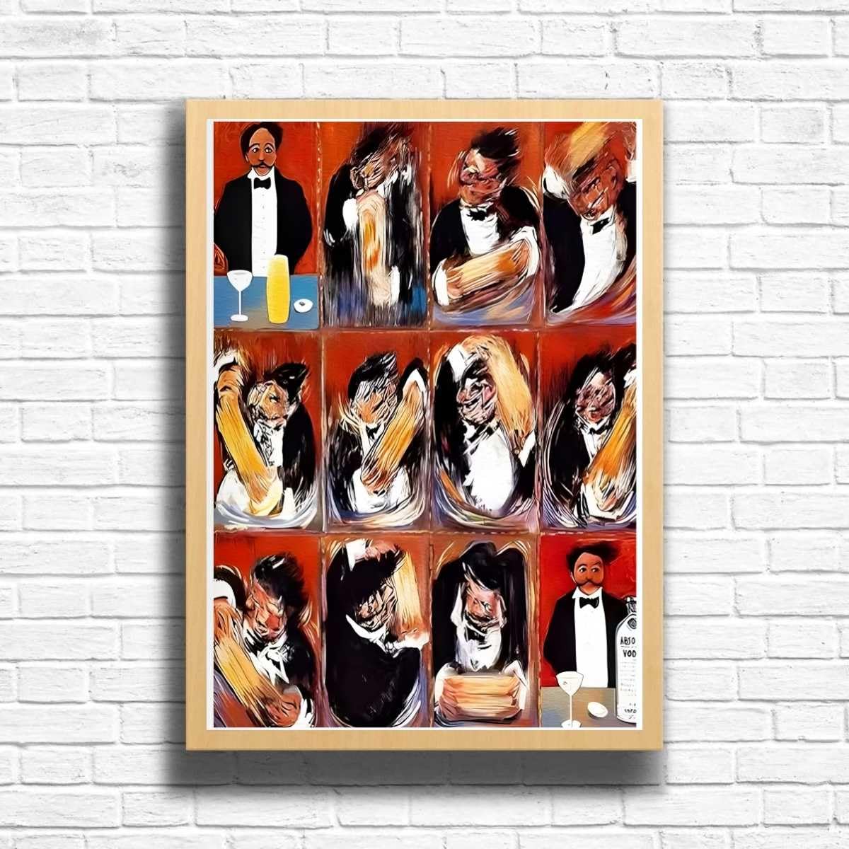 Guy Buffet The Making Of Perfect Martini Poster, Vintage Poster Wall Art Decor, Bar, Kitchen, Dining Room, A4 and A3 size options. Framed or only print options (A4 Framed (Oak))
