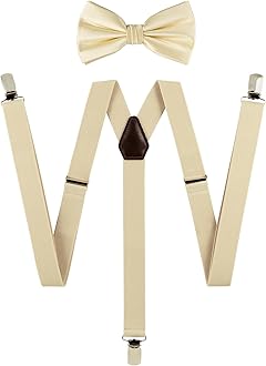 Tie G U StyleTIE G Solid Color Men's Braces + Woven Bow Tie Set for Wedding : Vivid Color, Adjustable Suspender, Strong Clip, Elastic Band
