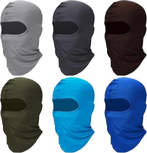 Syhood 6 Pcs Face Balaclava Cover Winter Windproof Mask Full Face Cover Polyester Ice Silk UV Protection for Outdoor Sports