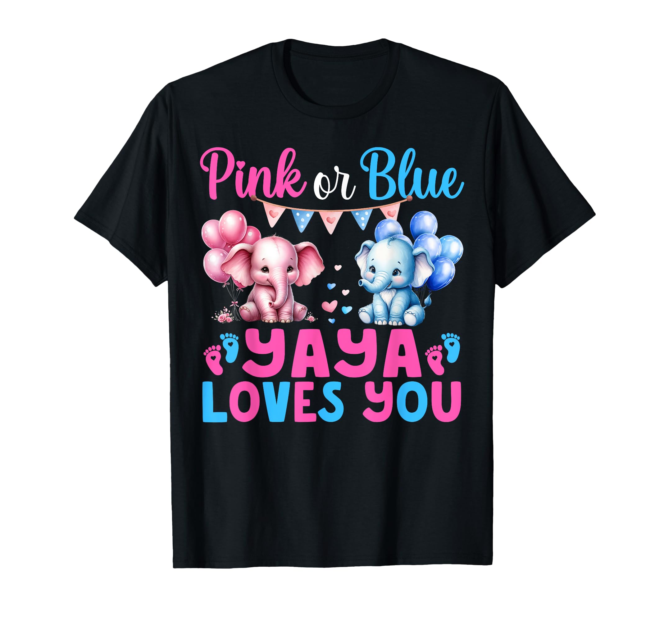 Pink or Blue Yaya Loves You Elephants Gender Reveal Baby T-Shirt