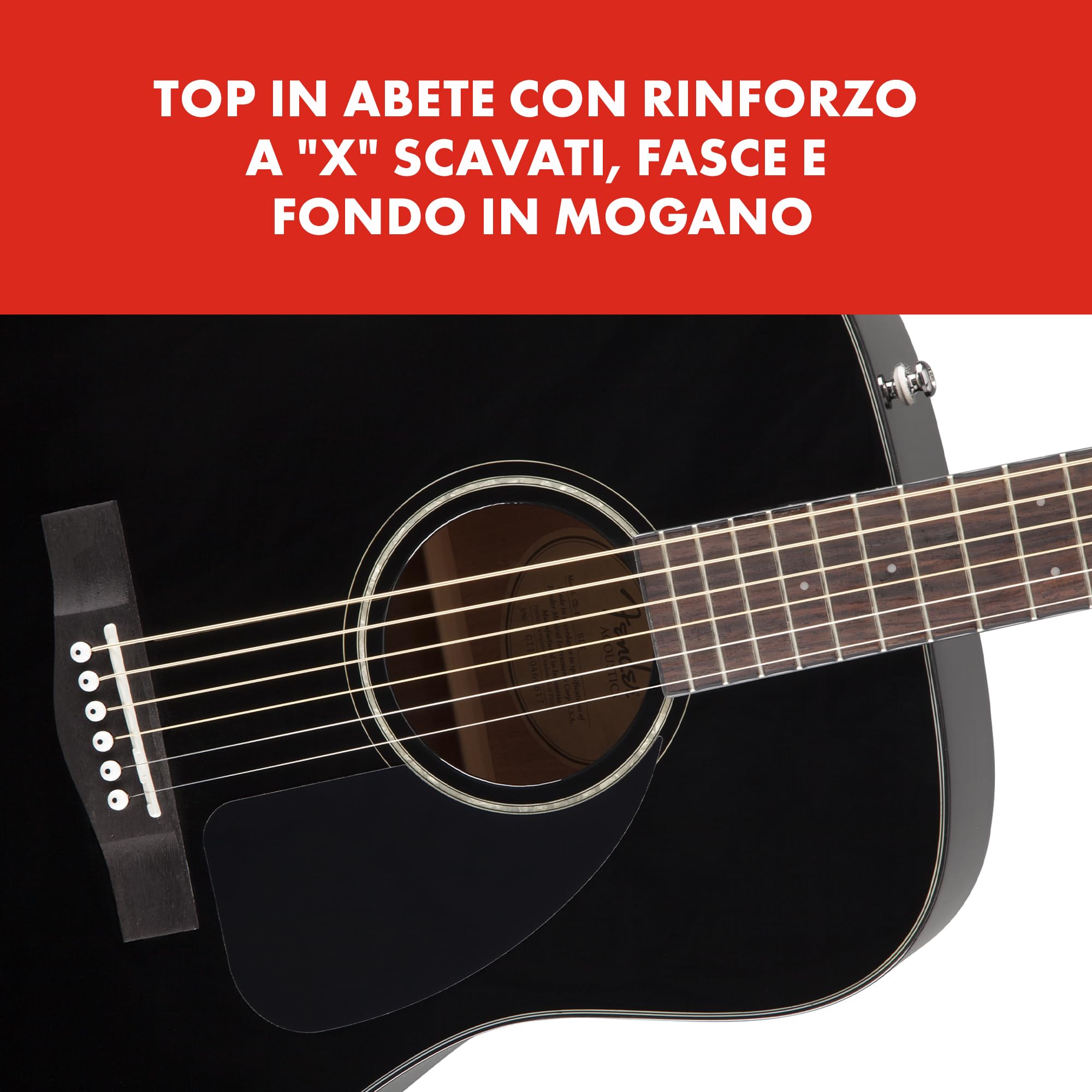 Fender CD-60 Dreadnought V3 DS Chitarra Acustica Mogano Noce Nero