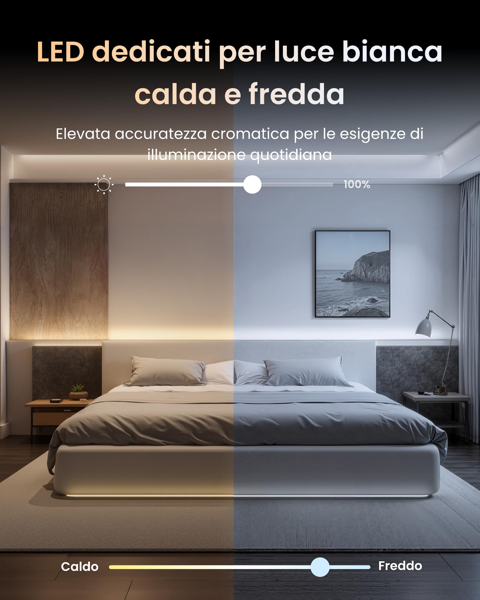 SwitchBot RGBICWW Striscia LED 5M, 72 LEDs/m Matter Luci LED Compatibili con Apple Home, Alexa, Google Home, 16 Milioni di Colori, Sincronizzazione Musicale, Smart Luci LED Camera da Letto, Cucina