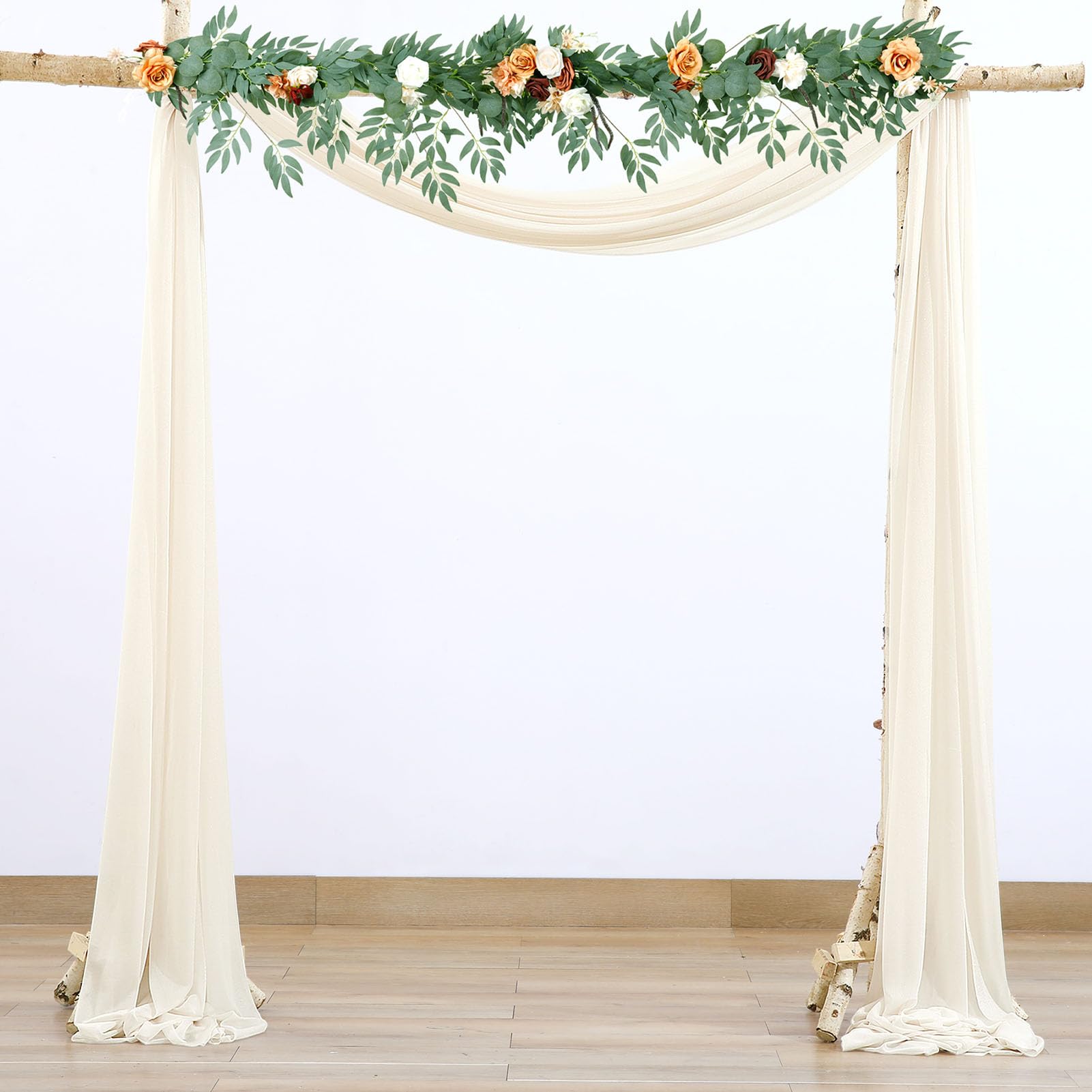 BOYOUTH Tende con mantovane in voile kaki, lunghe tende in chiffon trasparente, per drappeggi per archi di nozze, decorazioni per feste all'aperto, 76 x 600 cm, 1 pannello