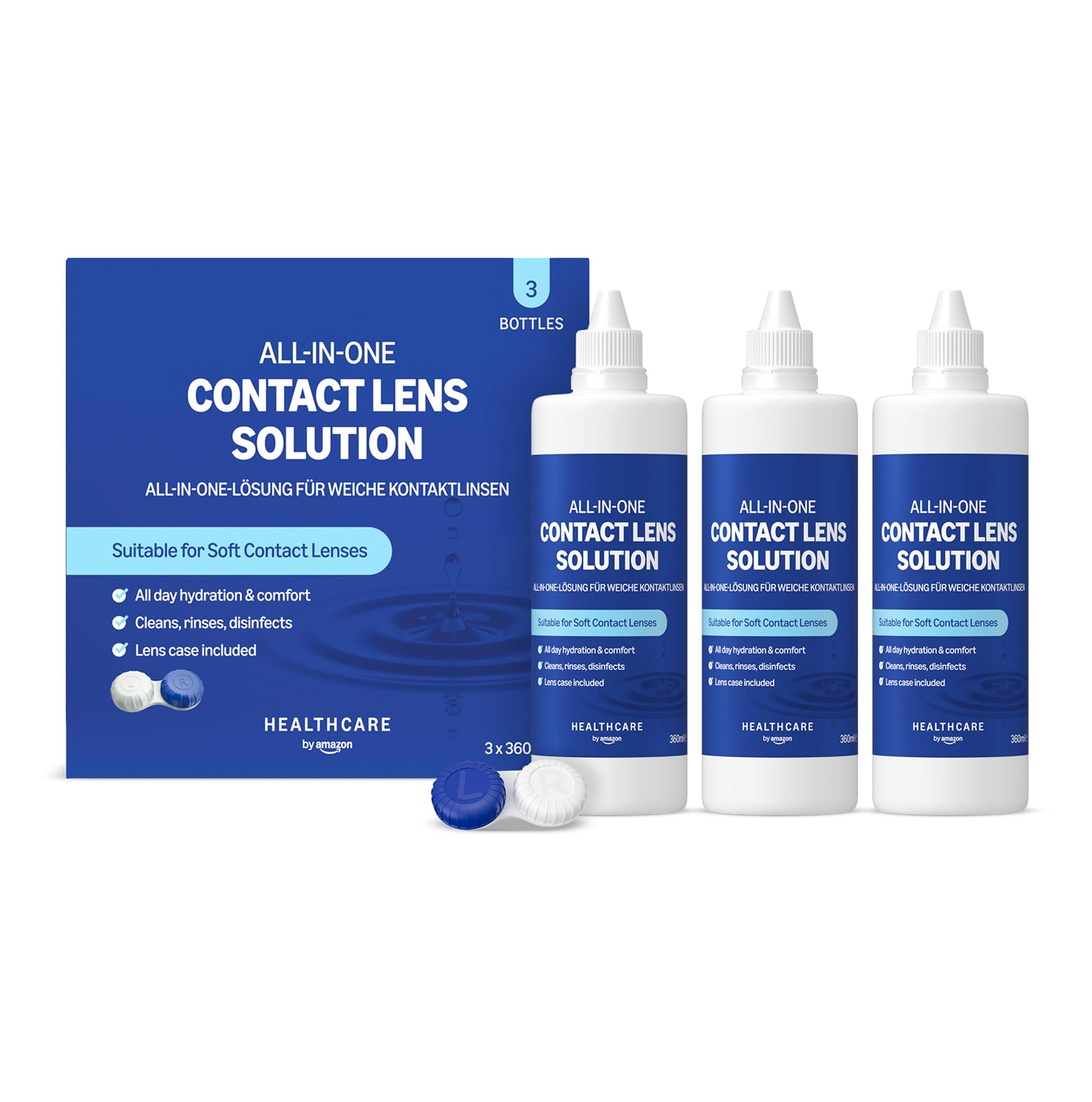 Amazon Basic Care All-In-One Solution for Soft Contact Lenses, 3 x 360ml
