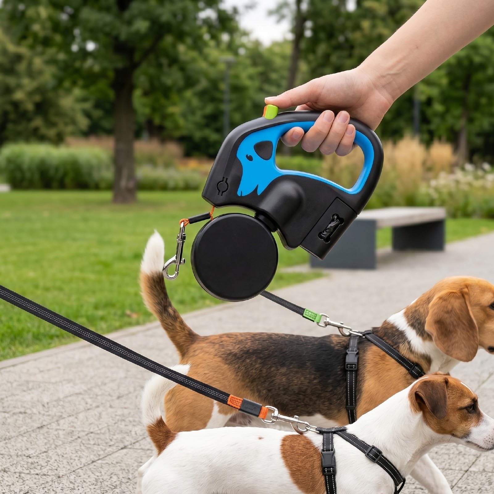 Laisse Double rétractable pour Chien, Chargement USB à 360 °, sans emmêlement