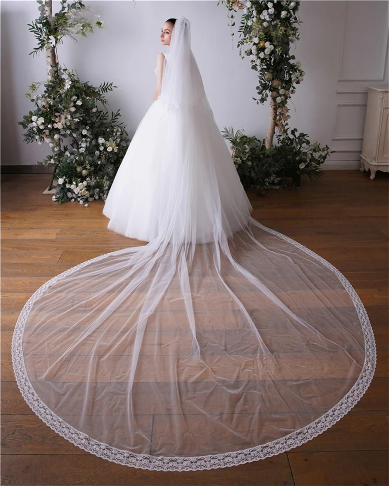 Genérico 3 Meters Edge Bridal Veil Elegant Wedding Veil for Brides Veu de Noiva Voile Mariage Velo Sposa