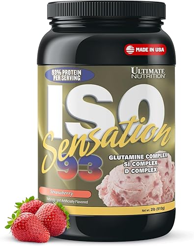 Ultimate Nutrition ISO Sensation 93 polvo aislante de proteína de suero puro con 1.06 onzas de proteína de bajo contenido de carbohidratos, proteína