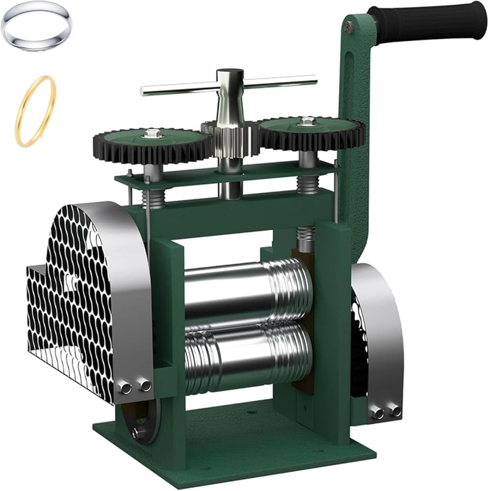 ZHJOPP Manual Jewelry Rolling Mill, Professional Press Tool for Sheet, Wire, Square & Half Round DIY Metal Forming, 130mm Roller Length