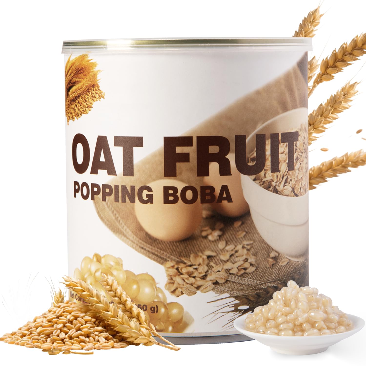 T&Tea Oat-Inspired Vegan Pulp Popping Boba Pearls, 1.87 LB, No Added Sugar，Grain-Infused Bursting Boba with Real Oat Pulp, Layered Chewy Texture for Bubble Tea, Milk Tea, Smoothies, Desserts