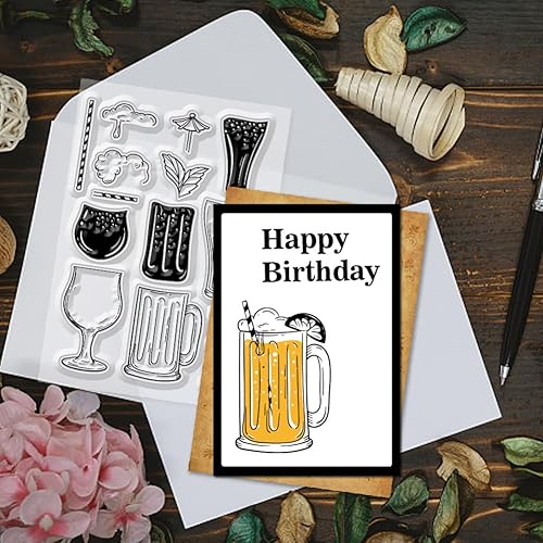 Miniatura 3 de GLOBLELAND Sellos transparentes de cerveza, sellos transparentes decorativos de cerveza, sellos de silicona para hacer tarjetas y decoración de