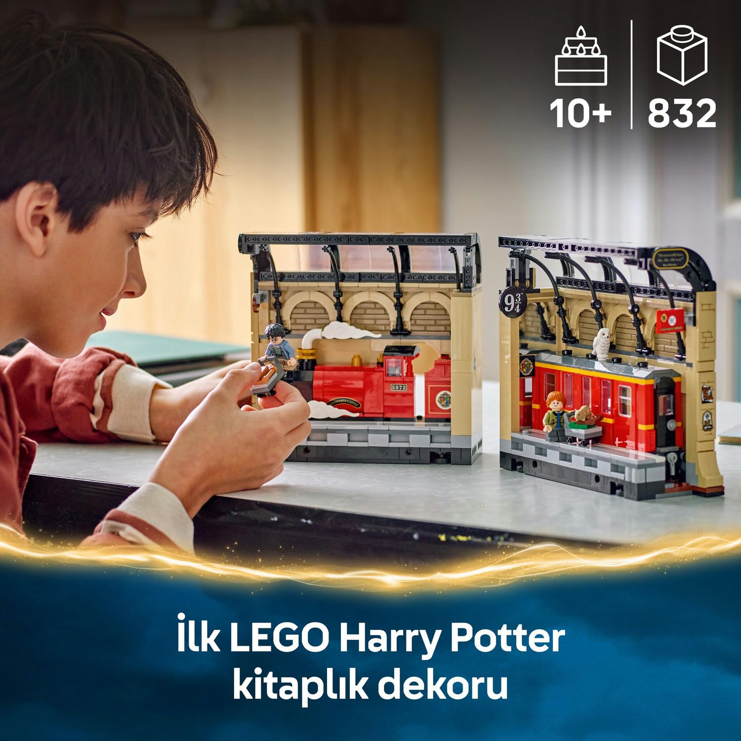 LEGO Harry Potter Kitaplık Dekoru: Hogwarts Ekspresi 76450-10 Yaş ve Üzeri Harry Potter Hayranı Çocuklar için Yaratıcı Sergilenebilir Oyuncak Yapım Seti, Doğum Günü Hediyesi (832 Parça)
