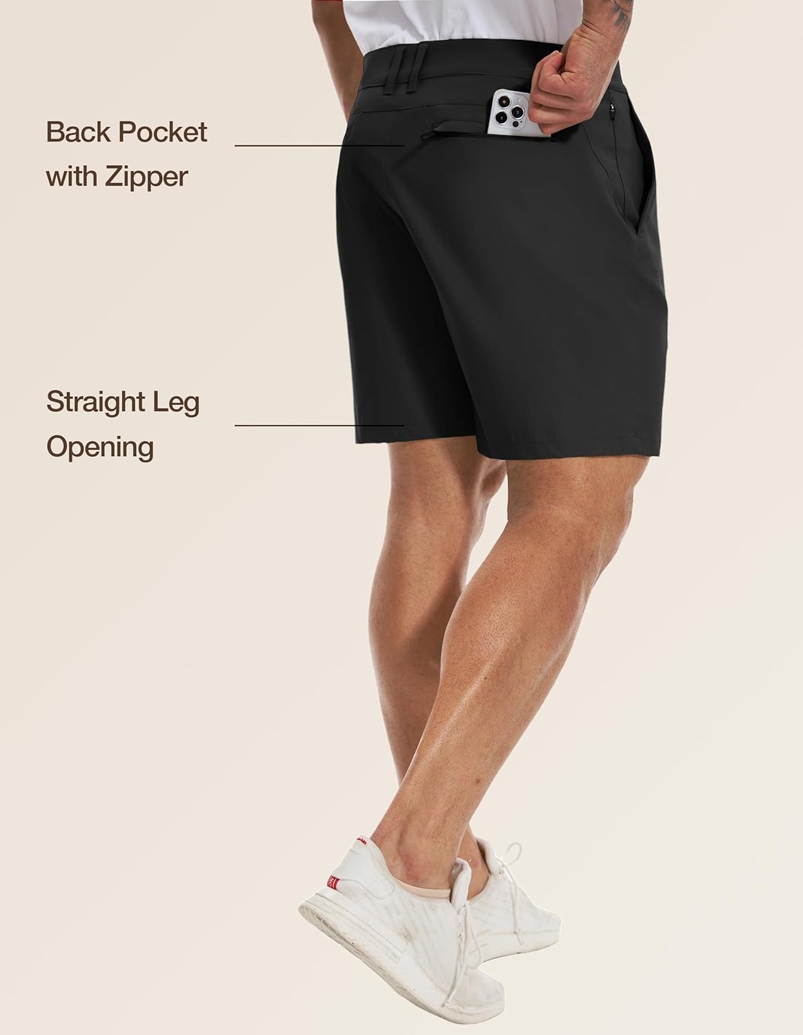 PULI Men's Big & Tall Golf Shorts Stretch 10 Inch Inseam Waterproof Lightweight Qiuck Dry Hiking Shorts - Image 5