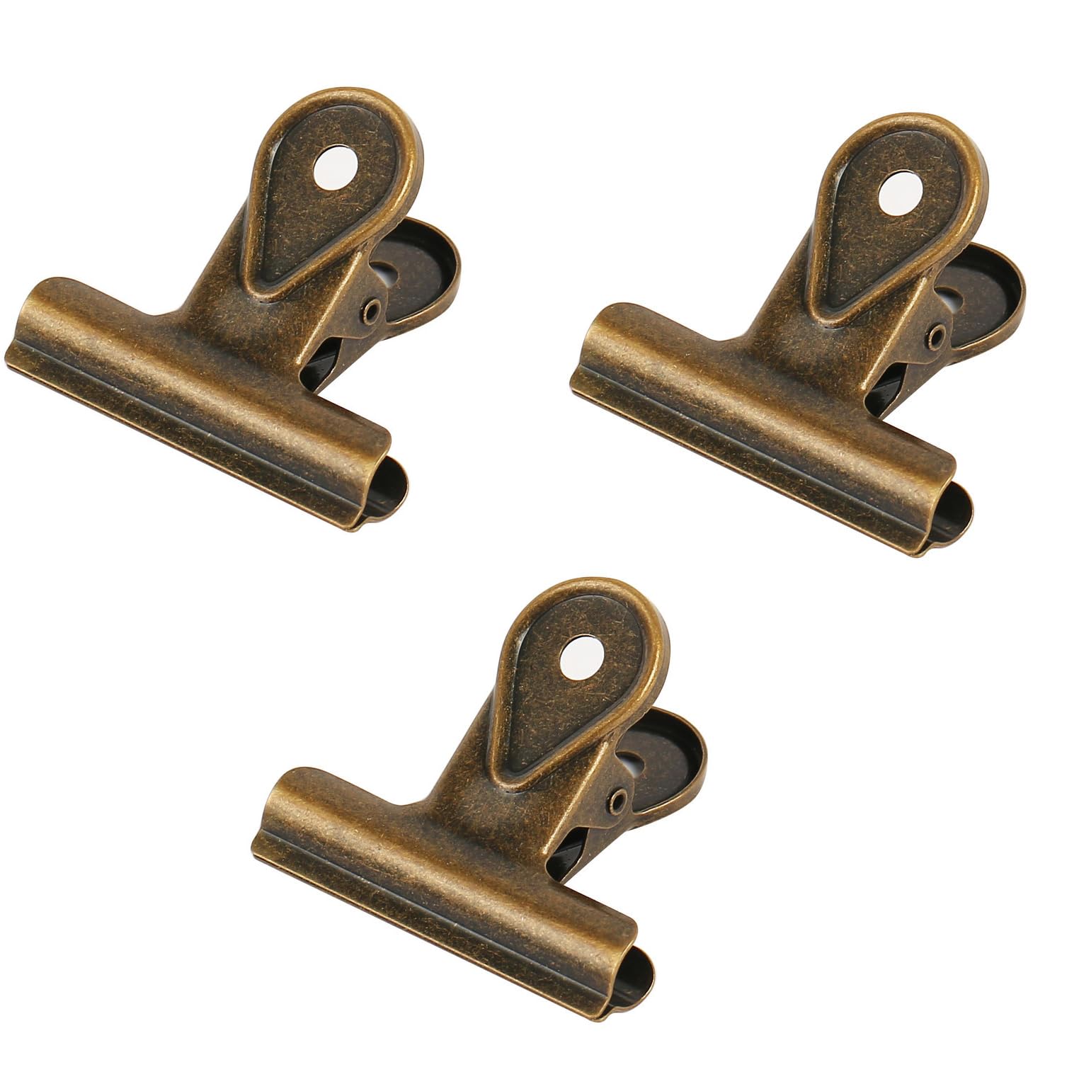 kkrrammii 3 Pack Bulldog Clips Large Binder Clips for Office Kitchen Food Bag Sealing Storage Hanging Stainless Spring Steel Paper File Clamps Bronze Heavy Duty Multi Purpose Clips