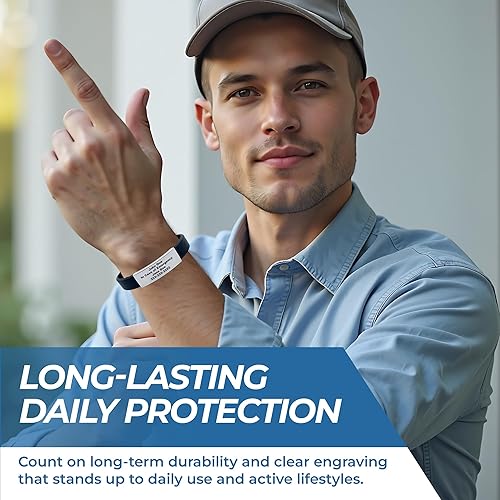 Miniatura 4 de Pulsera de goma de silicona personalizada, pulseras de alerta médica para hombres y mujeres, personalizada con placa de acero inoxidable grabada,