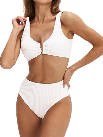 Womens High Waisted Bikini Sets V Wired 2 Piece Swimsuits