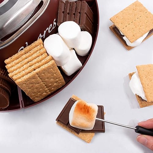 Miniatura 7 de Nostalgia S'Mores - Máquina eléctrica de acero inoxidable para interiores con bandejas de 4 compartimentos para galletas Graham, chocolate,