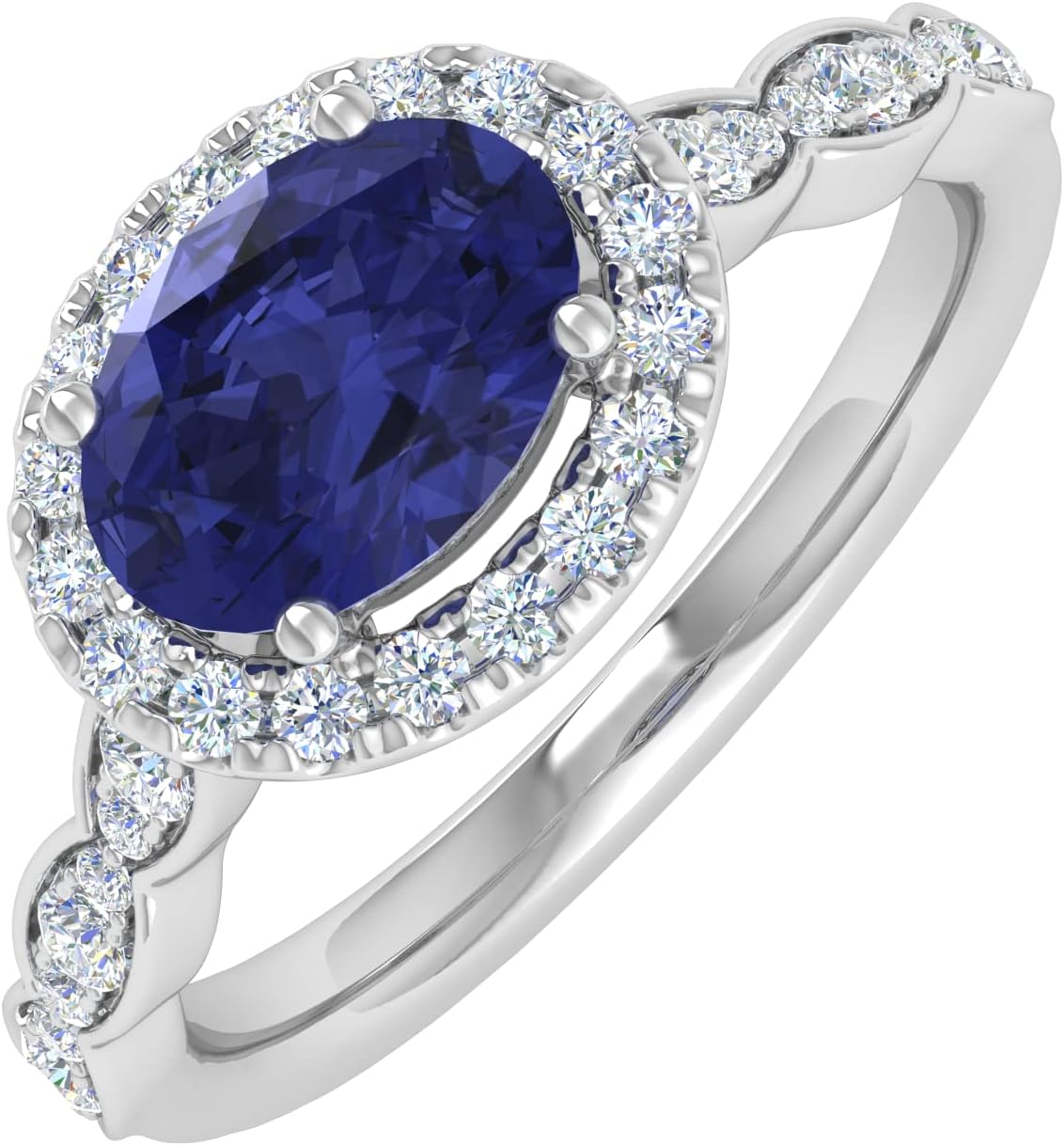 Women’s 14k Round Blue Tanzanite & Diamond Engagement Ring 1.62 CTW