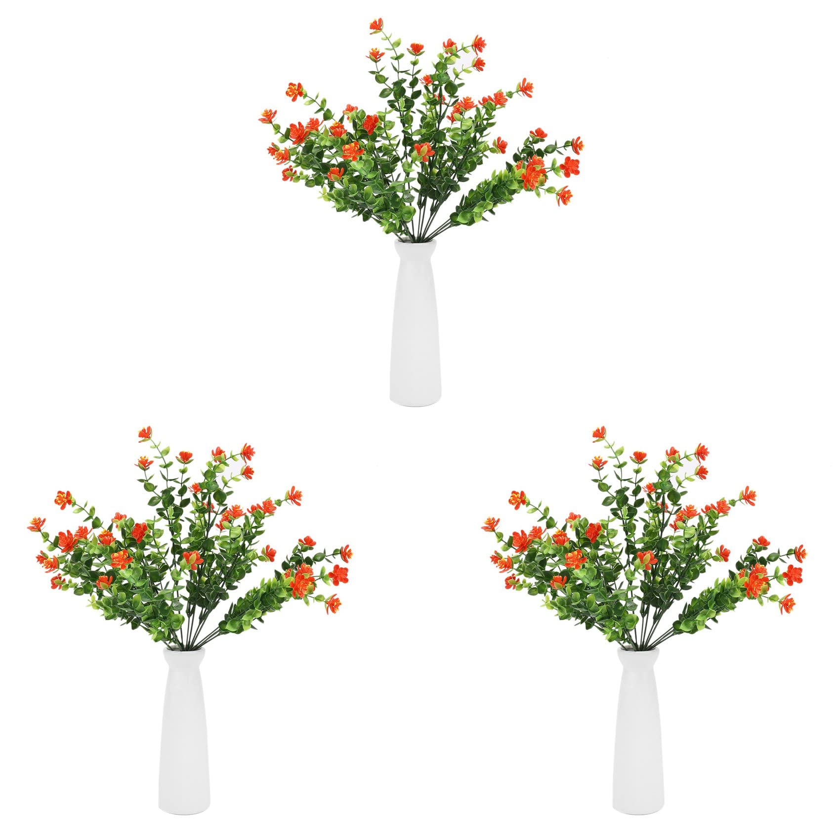Hndhbfgrt 24Pcs Outdoor Uv Plants, 8 Branches Faux Plastic Greenery Shrubs Plants Indoor Outside