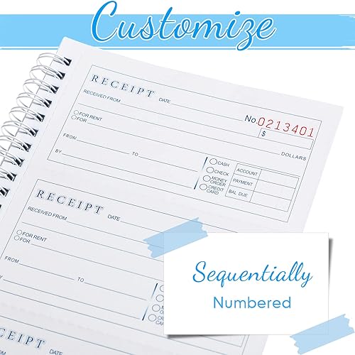 Miniatura 3 de Crtiin 10 libros de 5-14 x 11 pulgadas, libro de recibos de dinero y alquiler, libro de recibos de 2 partes sin carbono con copias autocopiadas,