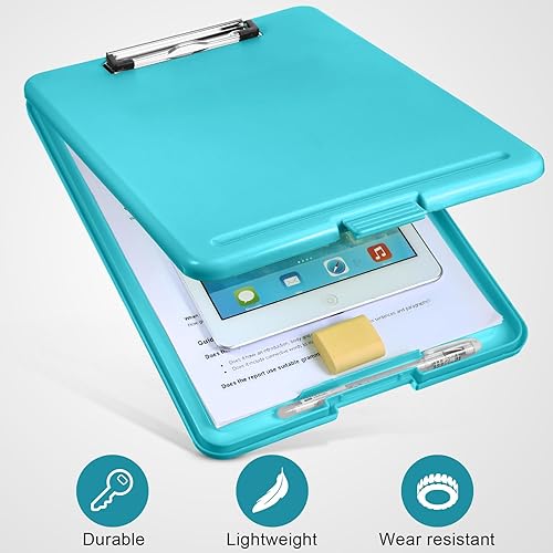 Miniatura 5 de Portapapeles de 10 piezas con almacenamiento de plástico, portapapeles de enfermería, clip plegable con clip de perfil bajo para la escuela de