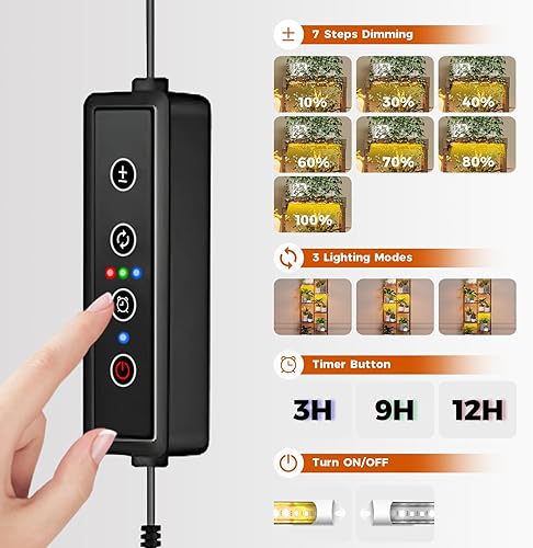 Miniatura 3 de Bamworld - Soporte para plantas de interior con luces de crecimiento, estante de madera para macetas colgantes, soporte de flores para decoración de