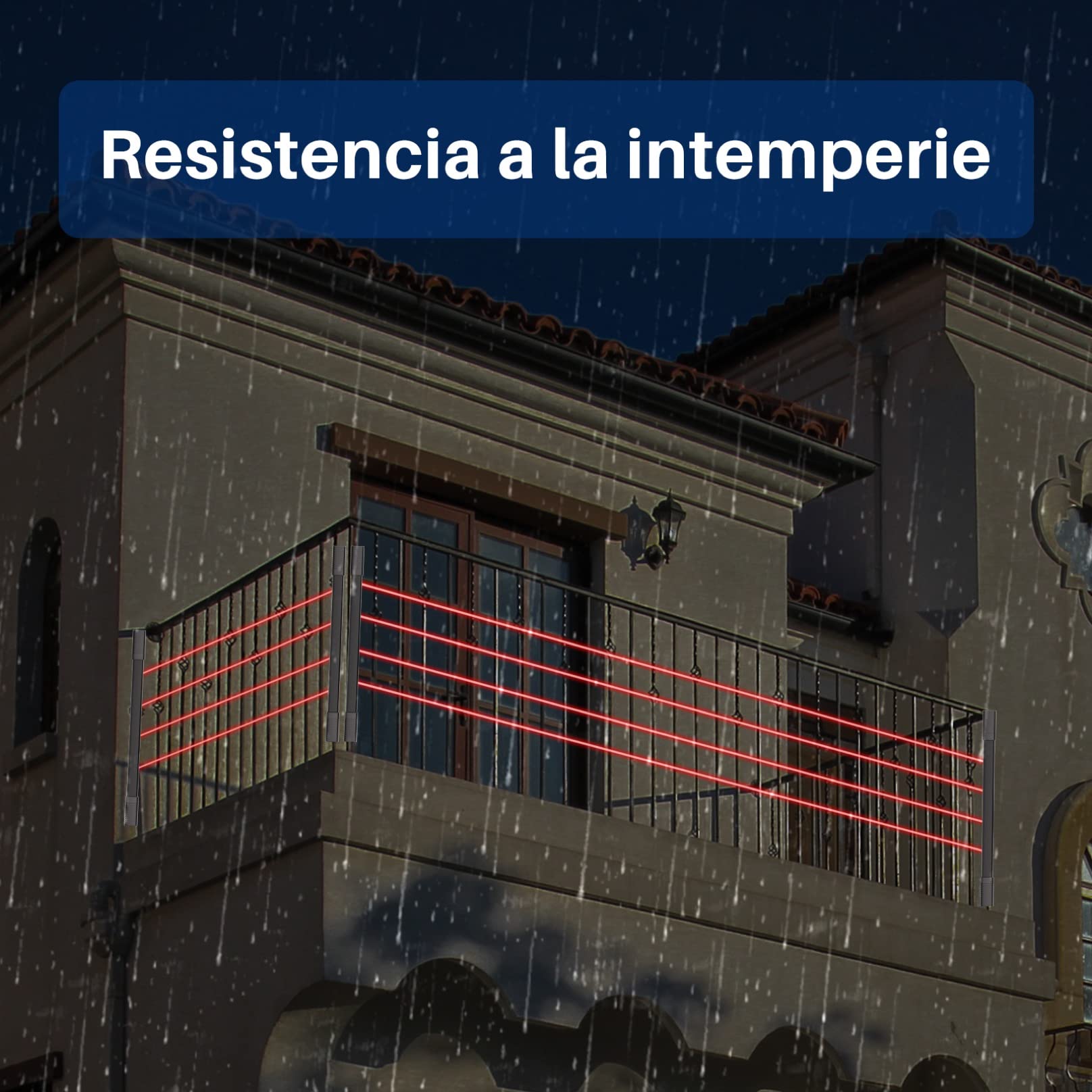 Chuango AID-420 Sensor De Infrarrojos Multihaz - Detector Para Entradas, Puertas De Garajes o Balcones, Protección IP66, 3 Niveles De Sensibilidad Ajustables