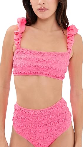 Sea Women's Cybelle Smocked Bubble Strap Bikini Top, Pink, S