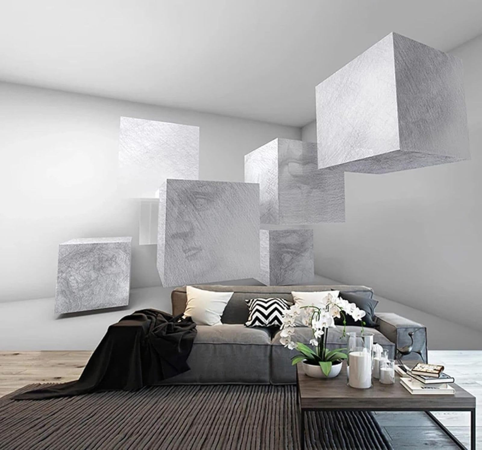 XLMING Abstract Three Dimensional Geometric Sketch Art 3D Wallpaper Luxury Home Dining Decor Paste Sofa Living Room The Wall for Bedroom Mural-430cm×300cm