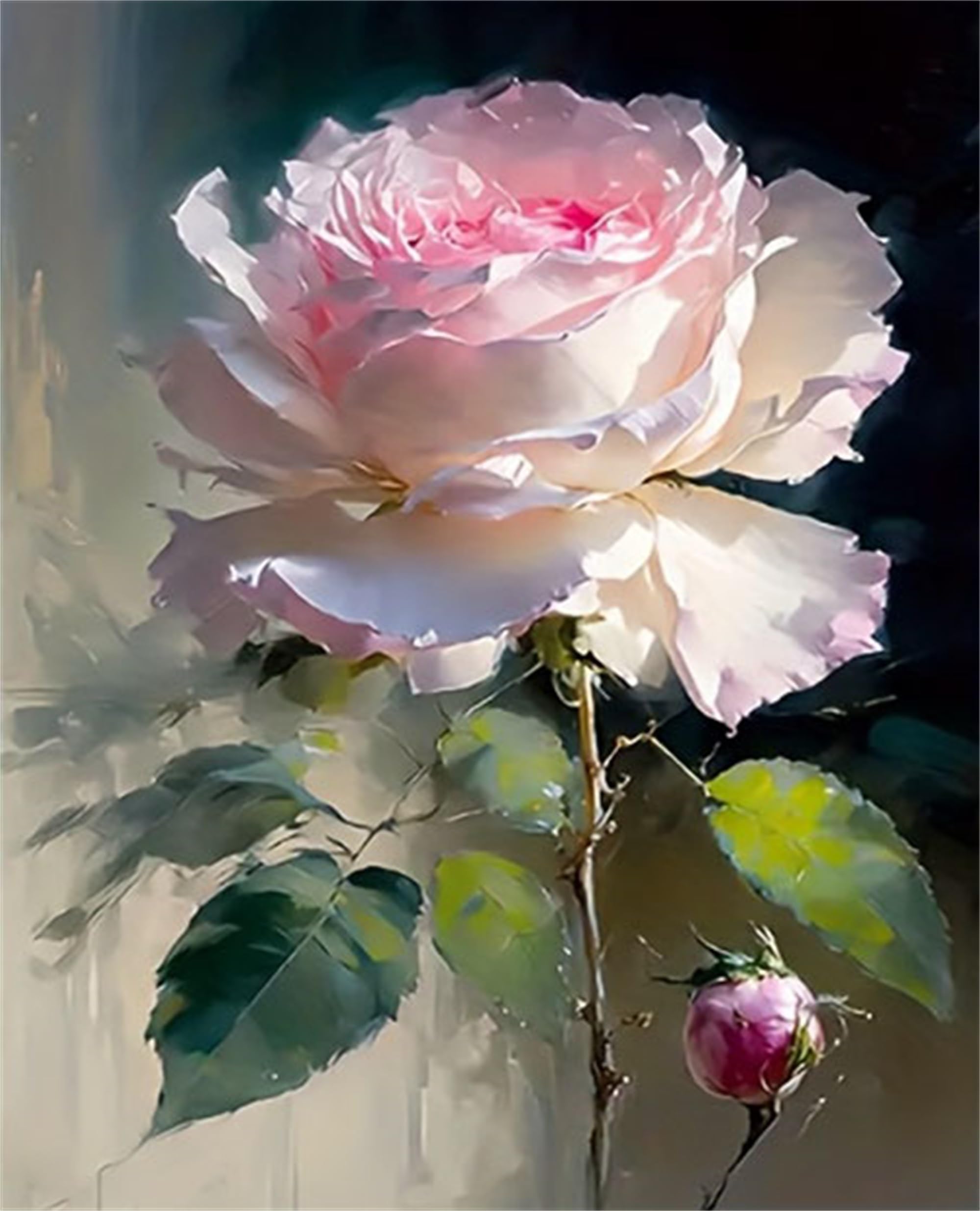 DIY Paint by Numbers for Adults Rose,Painting by Number Kits on Canvas Flower,Color by Numbers for Beginner,Gifts Decor for Home Wall Room (Pink Rose)